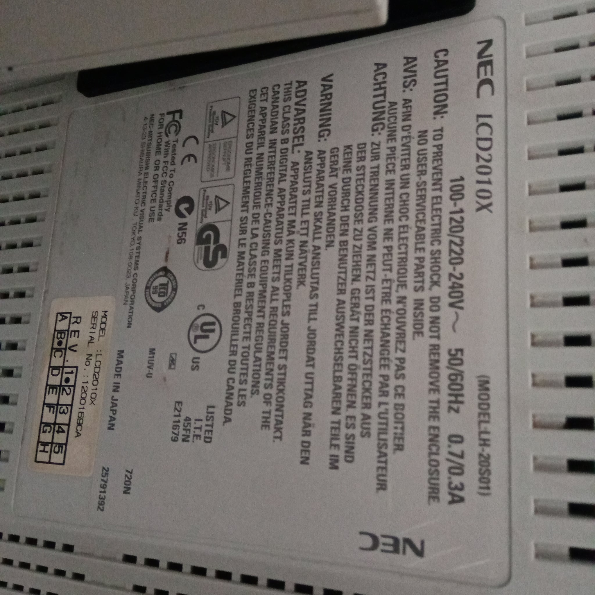 NEC MultiSync 2010X medical grade LCD – Zelin Medical Systems